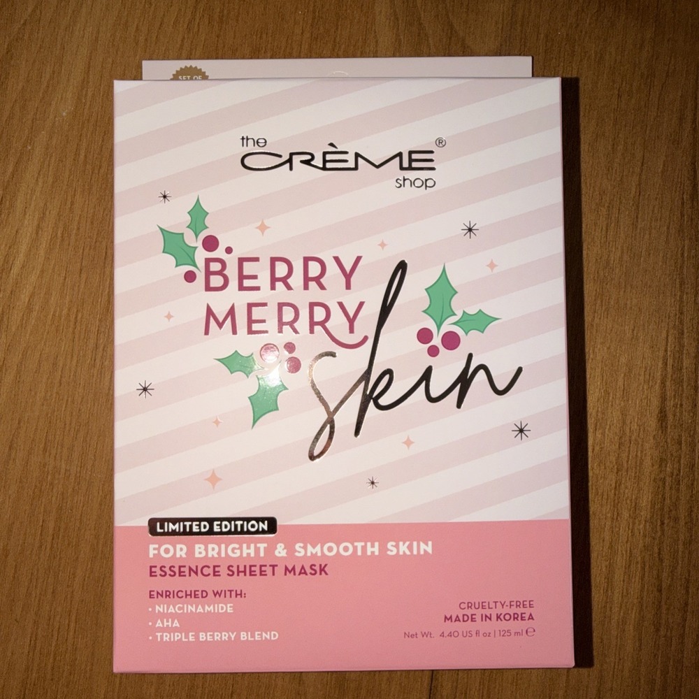 NEW The Creme‎ Shop Berry Merry Skin Limited Edition Face Masks, 1 Box, 5 Masks